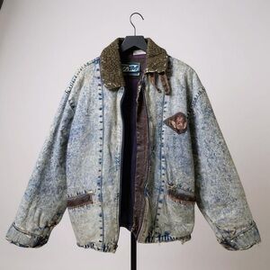 Vintage Denim Jacket Trim Retro Men's‎ L Classic Jean Coat Fashion Acid …